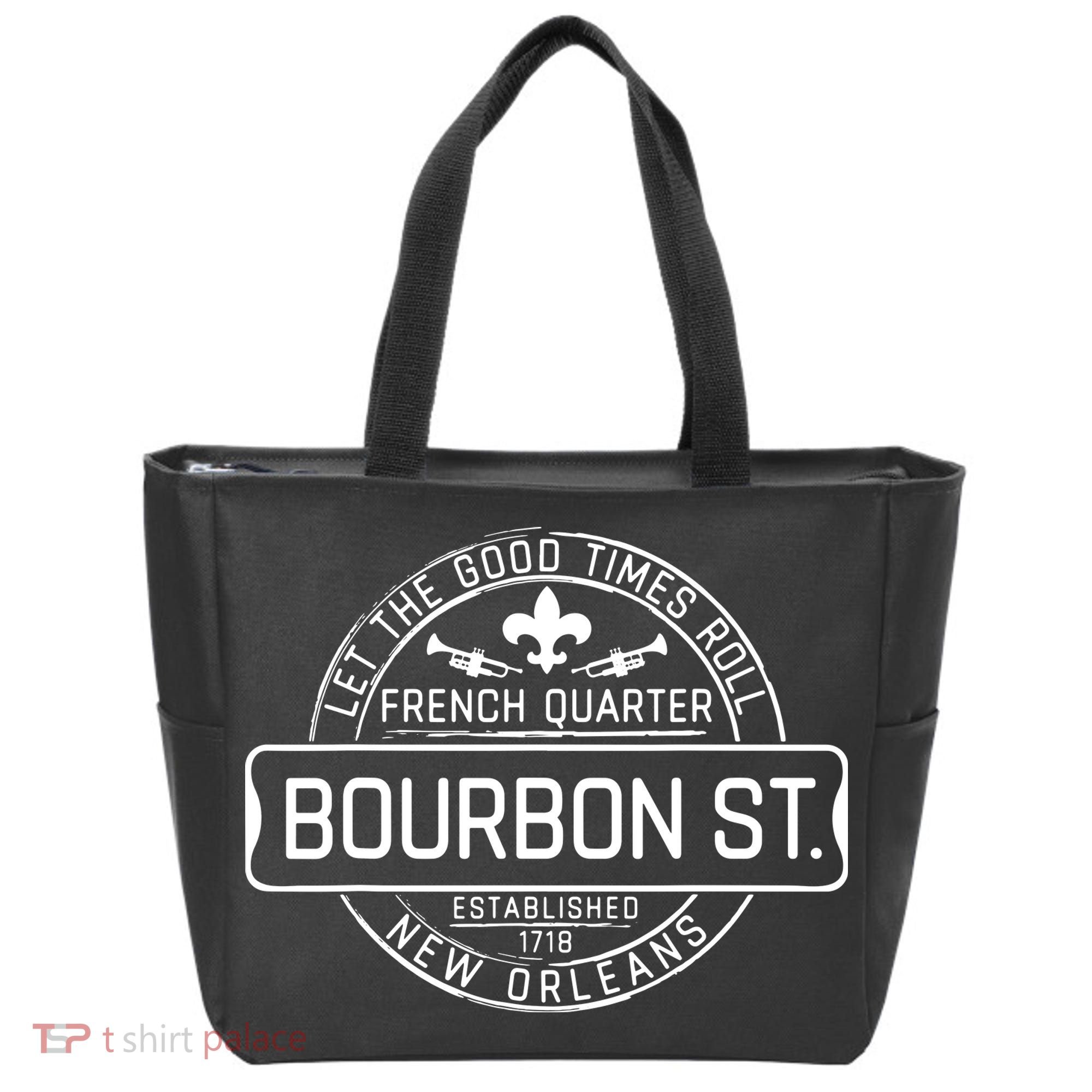 French Quarter Bourbon St New Orleans Fleur De Lis Souvenir Tote Bag