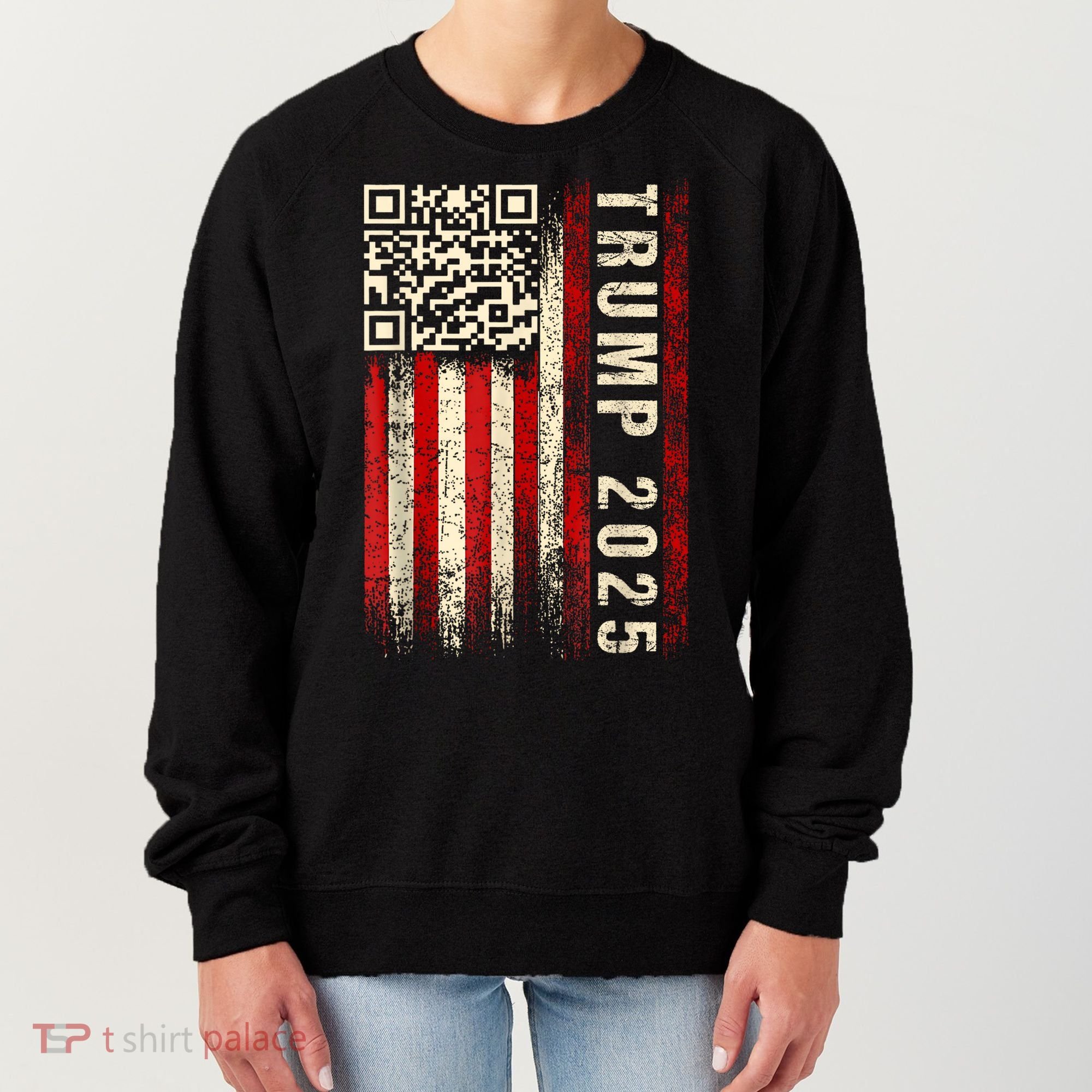 Funny Qr Donald Trump Dancing 47/45 Code Video Women's Sweatshirt