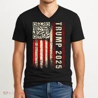Funny Qr Donald Trump Dancing 47/45 Code Video V-Neck T-Shirt thumb 2