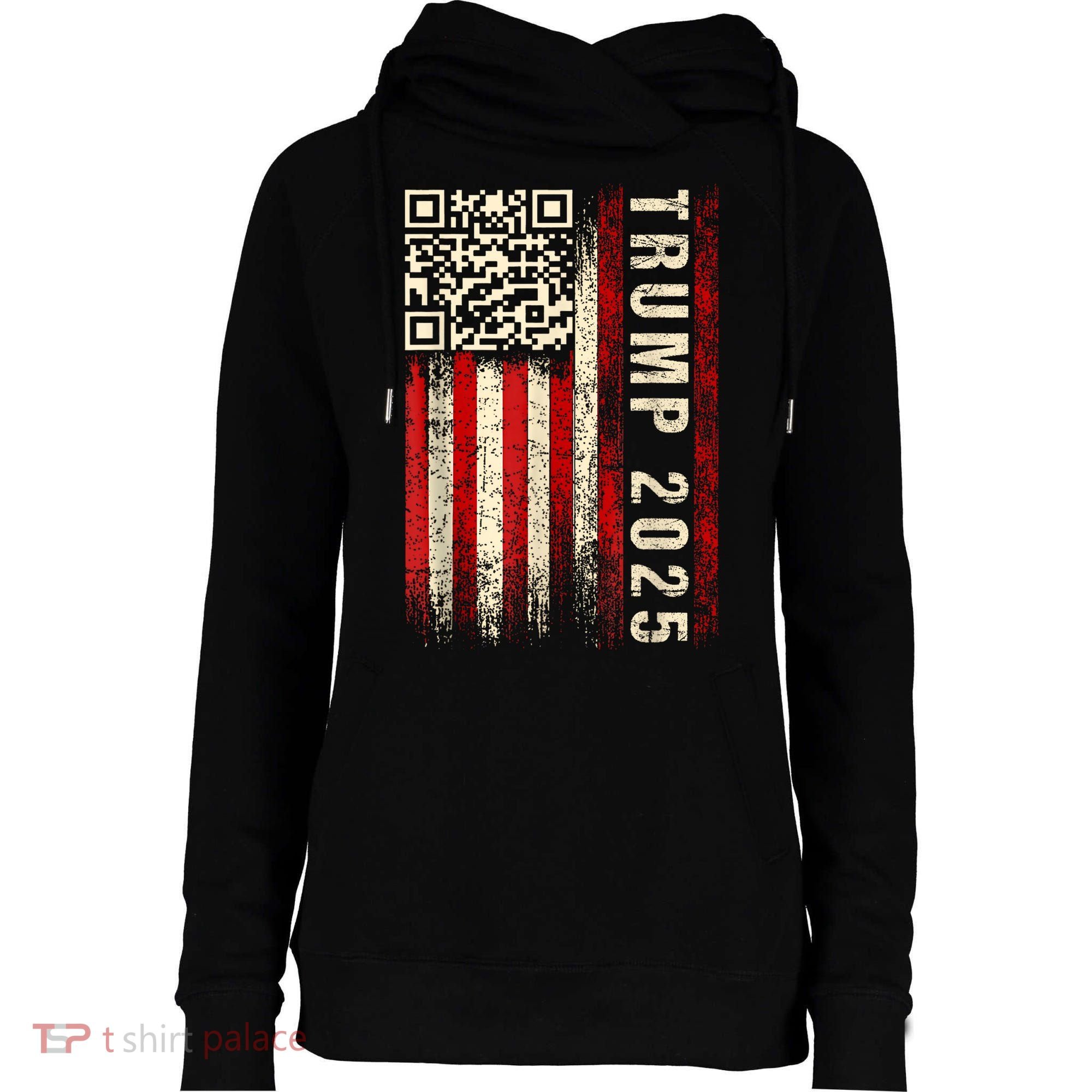Funny Qr Donald Trump Dancing 47/45 Code Video Womens Funnel Neck Pullover Hood