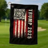Funny Qr Donald Trump Dancing 47/45 Code Video Golf Towel thumb 1