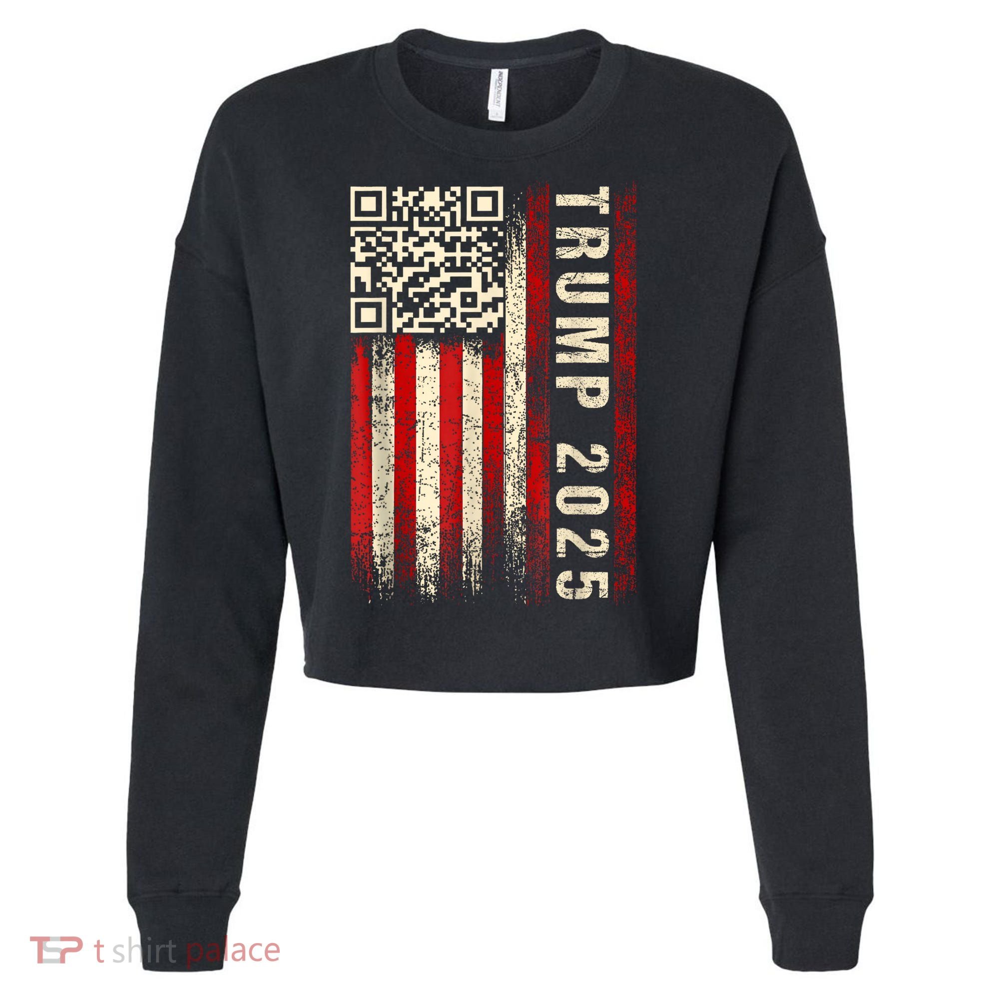 Funny Qr Donald Trump Dancing 47/45 Code Video Cropped Pullover Crew