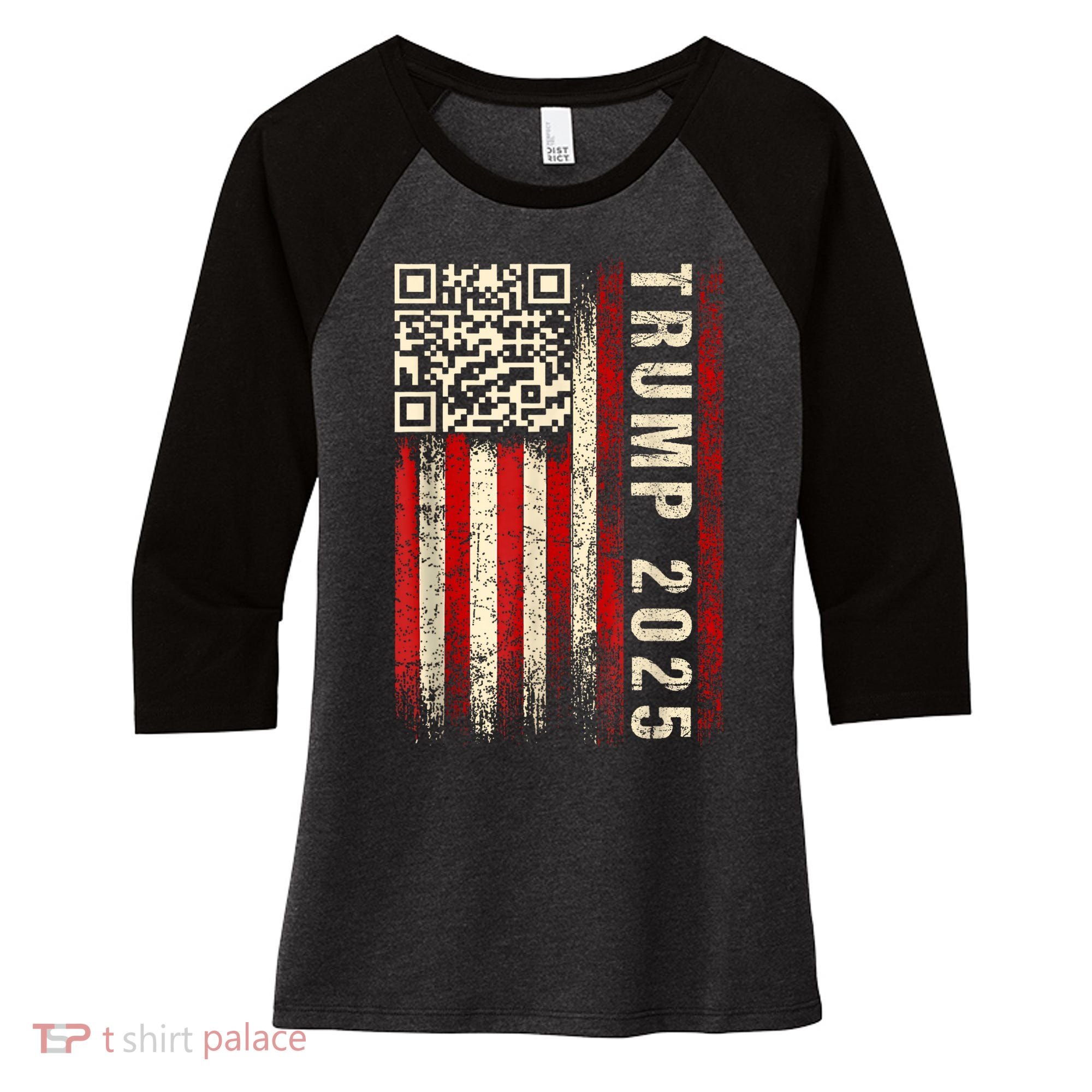 Funny Qr Donald Trump Dancing 47/45 Code Video Women's Tri-Blend 3/4-Sleeve Raglan Shirt