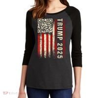 Funny Qr Donald Trump Dancing 47/45 Code Video Women's Tri-Blend 3/4-Sleeve Raglan Shirt thumb 2