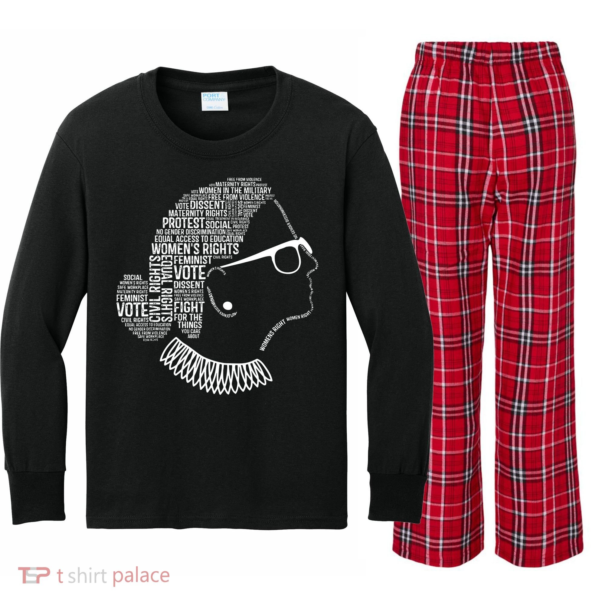 Feminism Quotes Feminist Gifts Women Rights Kids Long Sleeve Plaid Pajama Set