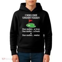 Funny quote Golf I Was One Under Today One Under A Tree Kids Hoodie thumb 4