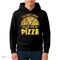 Funny quote I'm Only Here for the Pizza Foodie Kids Hoodie thumb 4