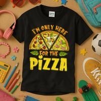 Funny quote I'm Only Here for the Pizza Foodie Kids T-Shirt thumb 3