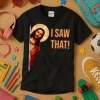 Funny Quote Jesus Meme I Saw That Christian Kids T-Shirt thumb 3