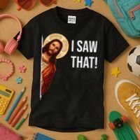 Funny Quote Jesus Meme I Saw That Christian Kids T-Shirt thumb 3