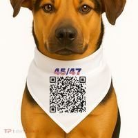 Funny Qr President Trump 4547 Trump Dancing Code USA-Made Doggie Bandana thumb 1