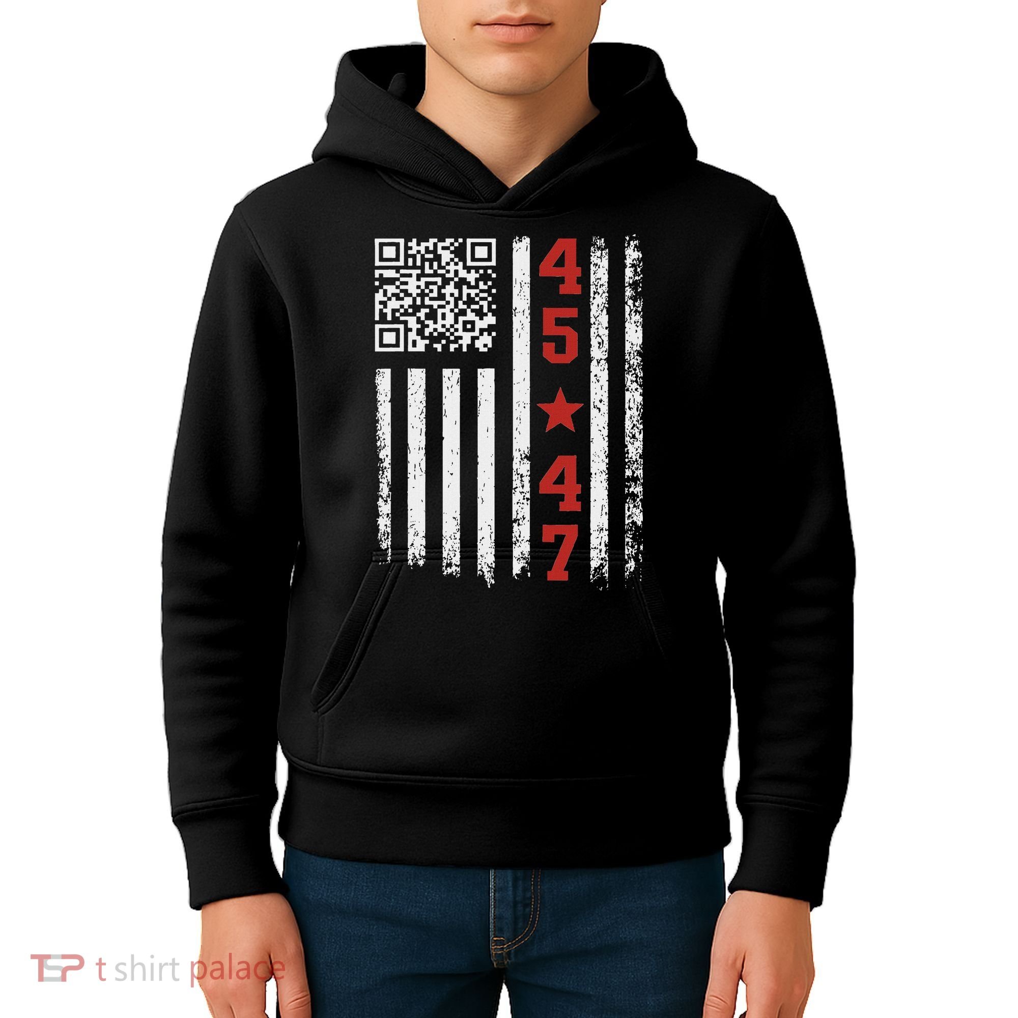 Funny Qr President Trump Dance Code Kids Hoodie