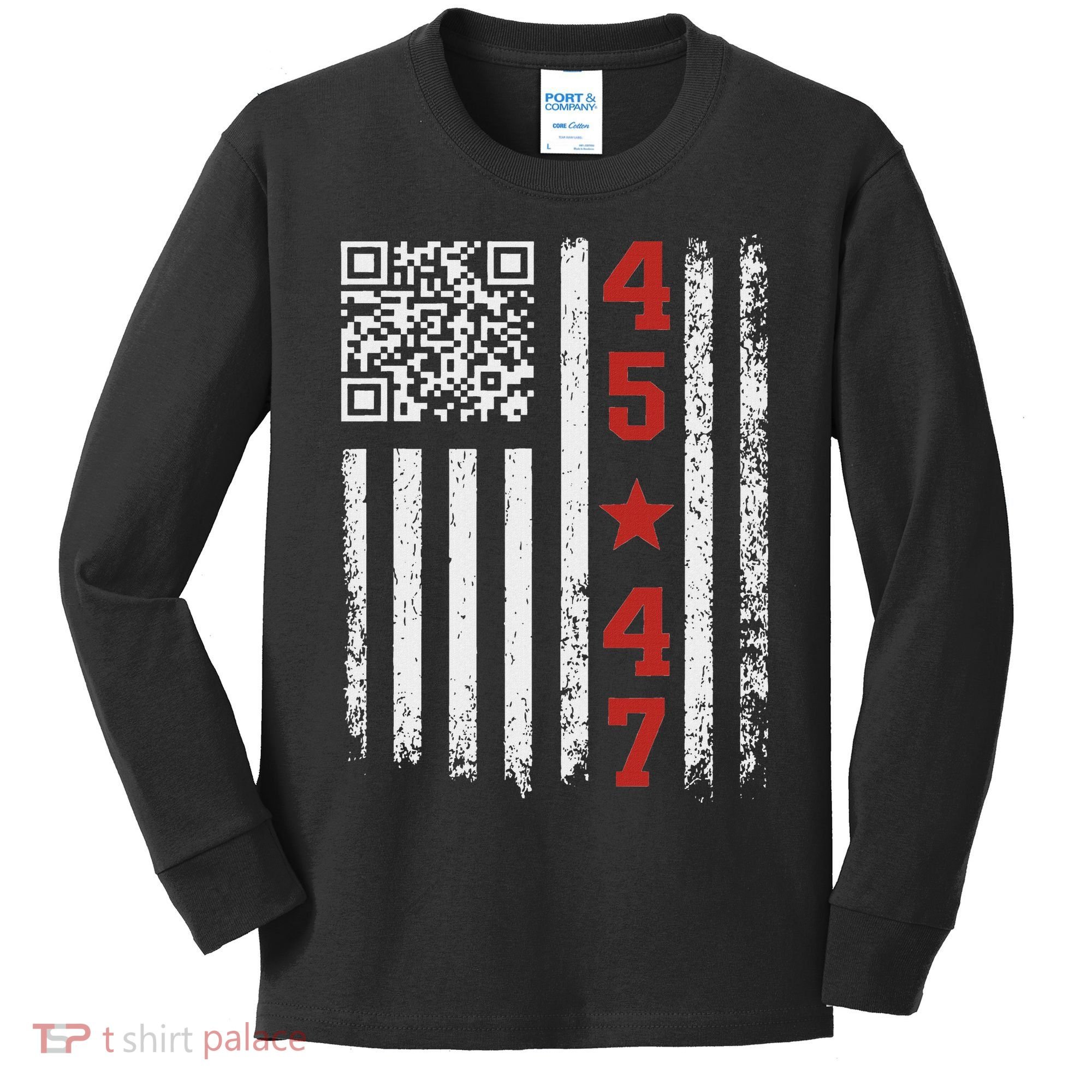 Funny Qr President Trump Dance Code Kids Long Sleeve Shirt