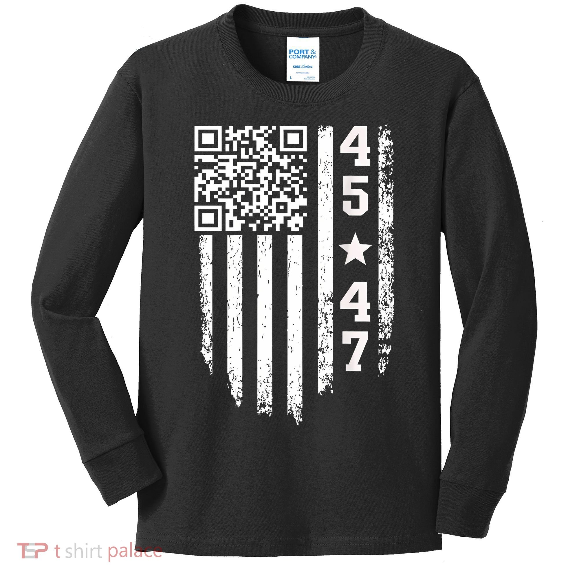 Funny Qr President Trump 4547 Trump Dancing Code Kids Long Sleeve Shirt