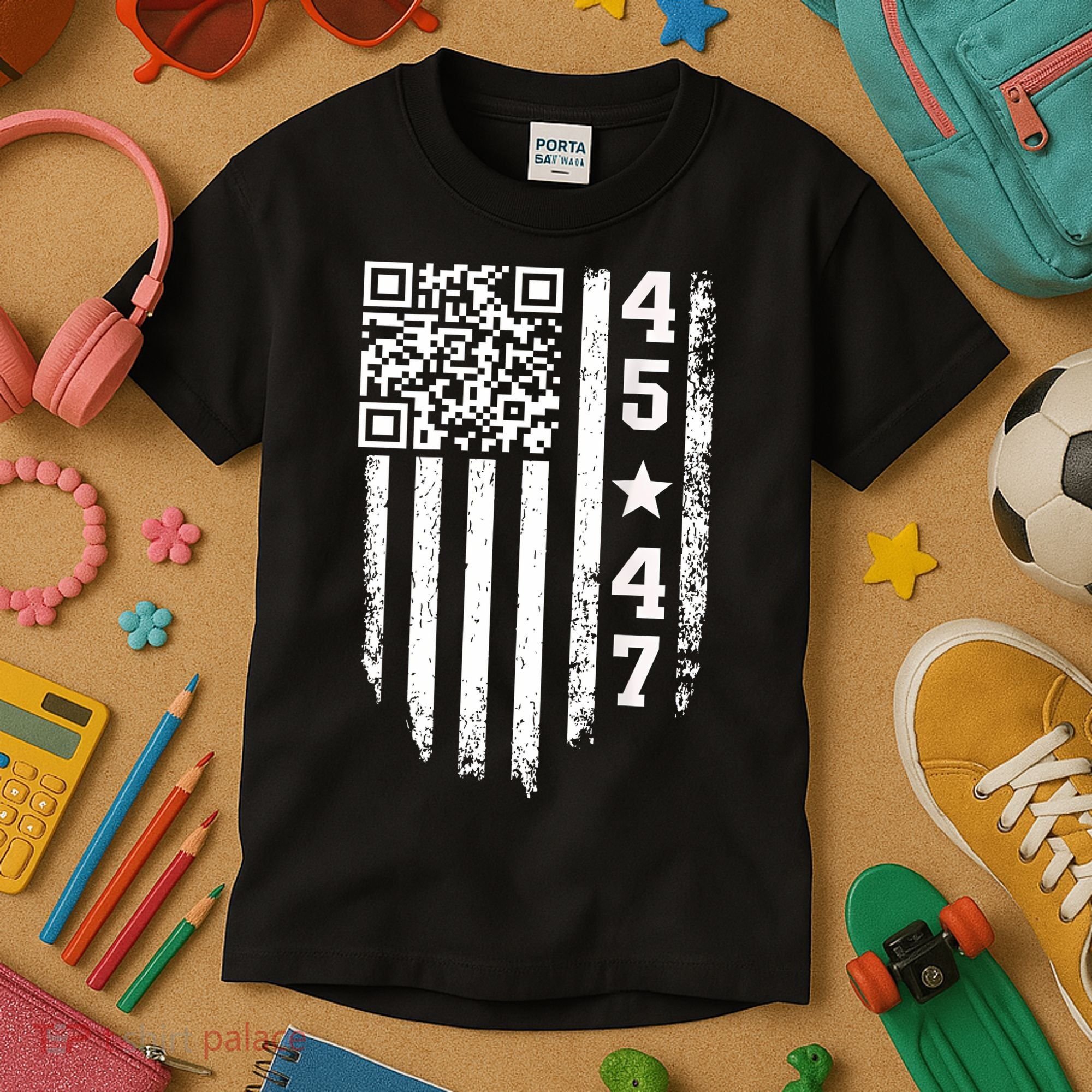 Funny Qr President Trump 4547 Trump Dancing Code Kids T-Shirt