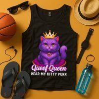 Funny Queef Queen Cat Hear My Kitty Purr Tank Top thumb 4