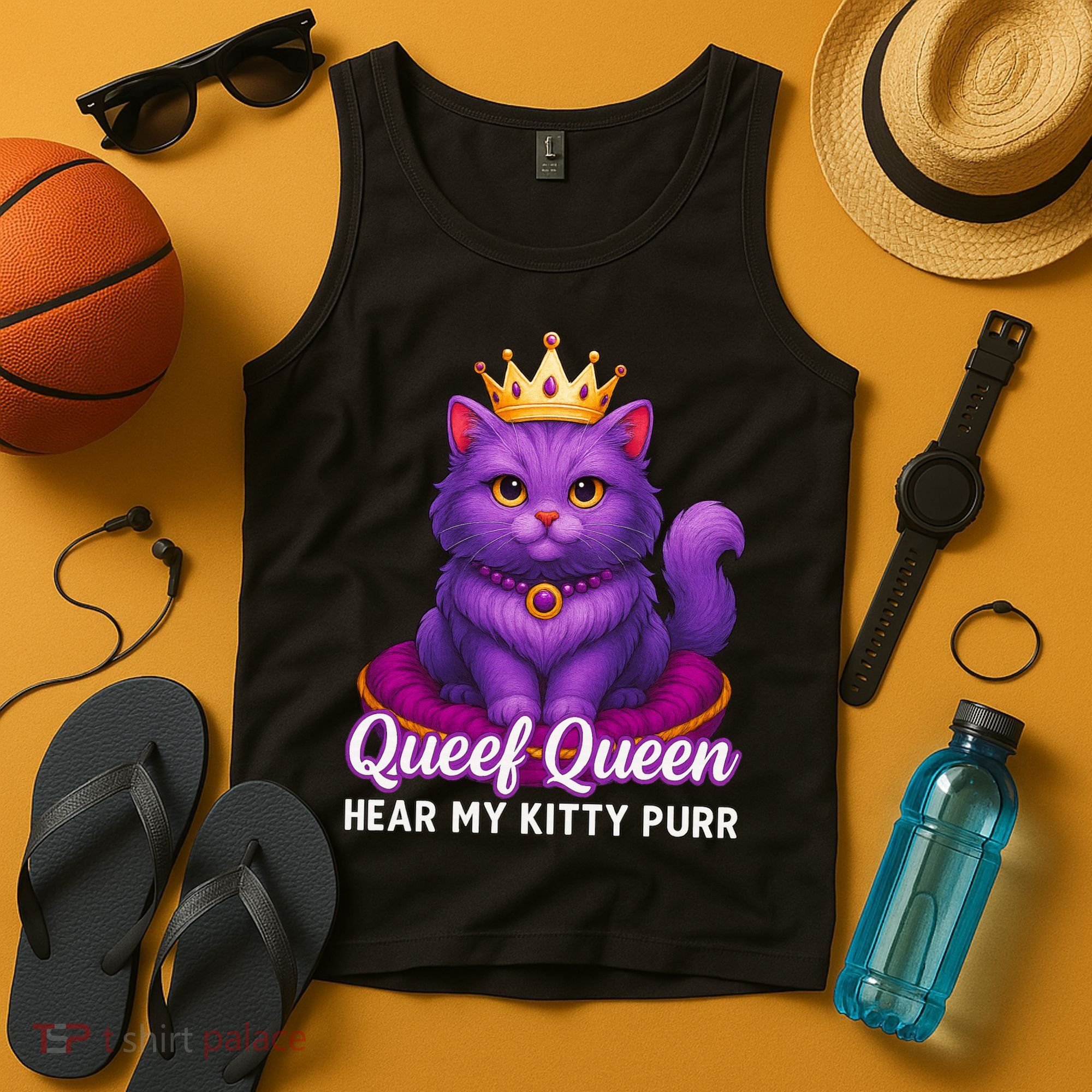 Funny Queef Queen Cat Hear My Kitty Purr Tank Top