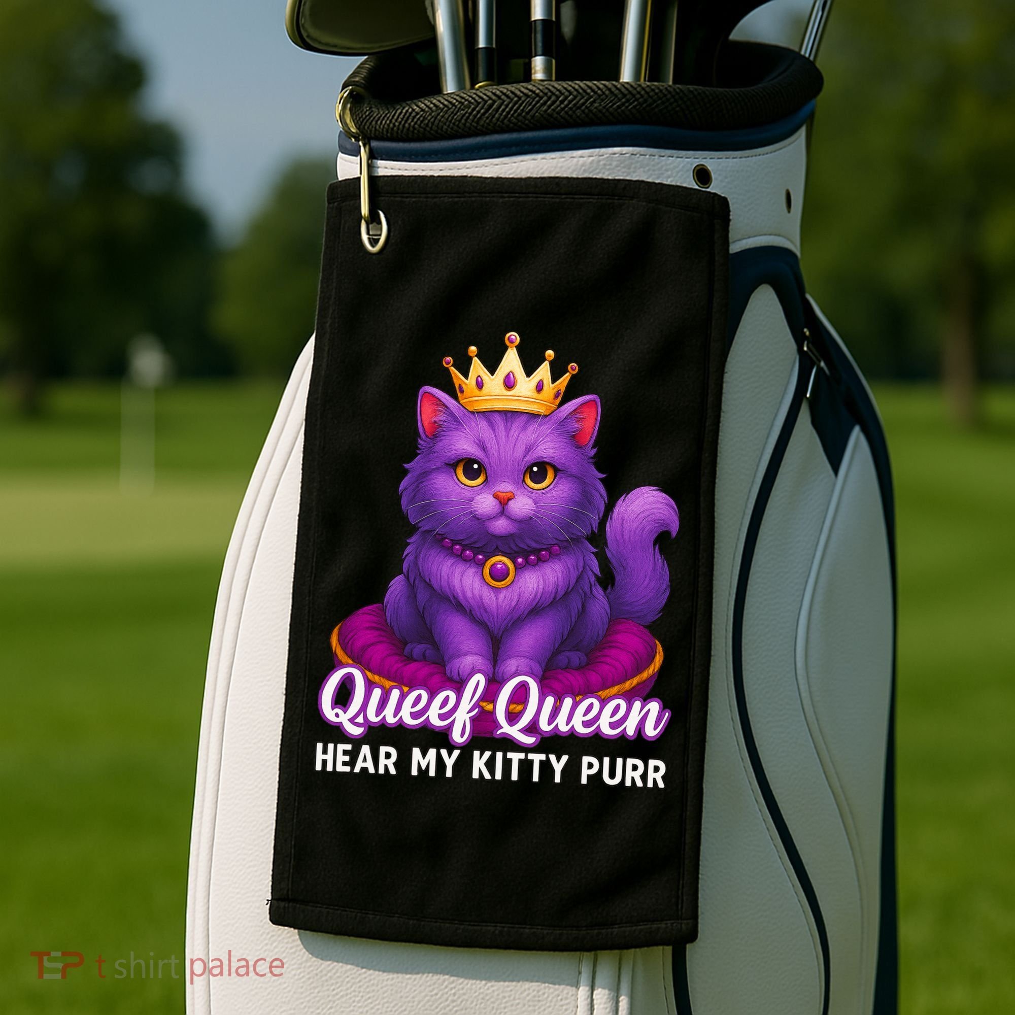 Funny Queef Queen Cat Hear My Kitty Purr Golf Towel