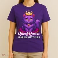 Funny Queef Queen Cat Hear My Kitty Purr T-Shirt thumb 4