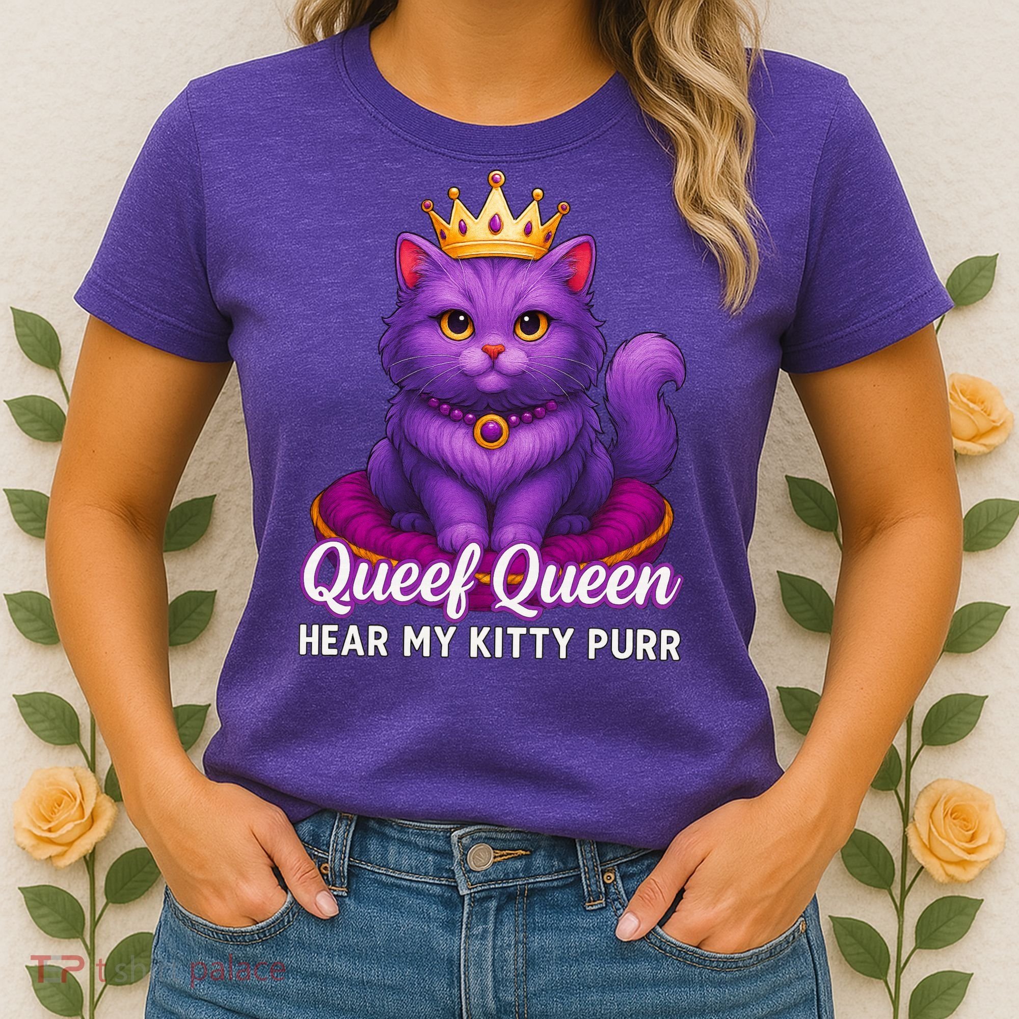 Funny Queef Queen Cat Hear My Kitty Purr Women's T-Shirt