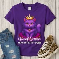 Funny Queef Queen Cat Hear My Kitty Purr Women's T-Shirt thumb 3