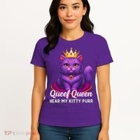 Funny Queef Queen Cat Hear My Kitty Purr Women's T-Shirt thumb 4