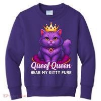 Funny Queef Queen Cat Hear My Kitty Purr Kids Sweatshirt thumb 0