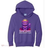 Funny Queef Queen Cat Hear My Kitty Purr Kids Hoodie thumb 0