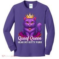 Funny Queef Queen Cat Hear My Kitty Purr Kids Long Sleeve Shirt thumb 0