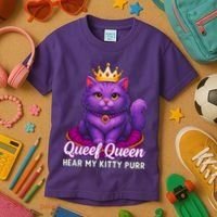 Funny Queef Queen Cat Hear My Kitty Purr Kids T-Shirt thumb 3