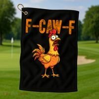 F-Caw-F Quote Rooster Meme Golf Towel thumb 1