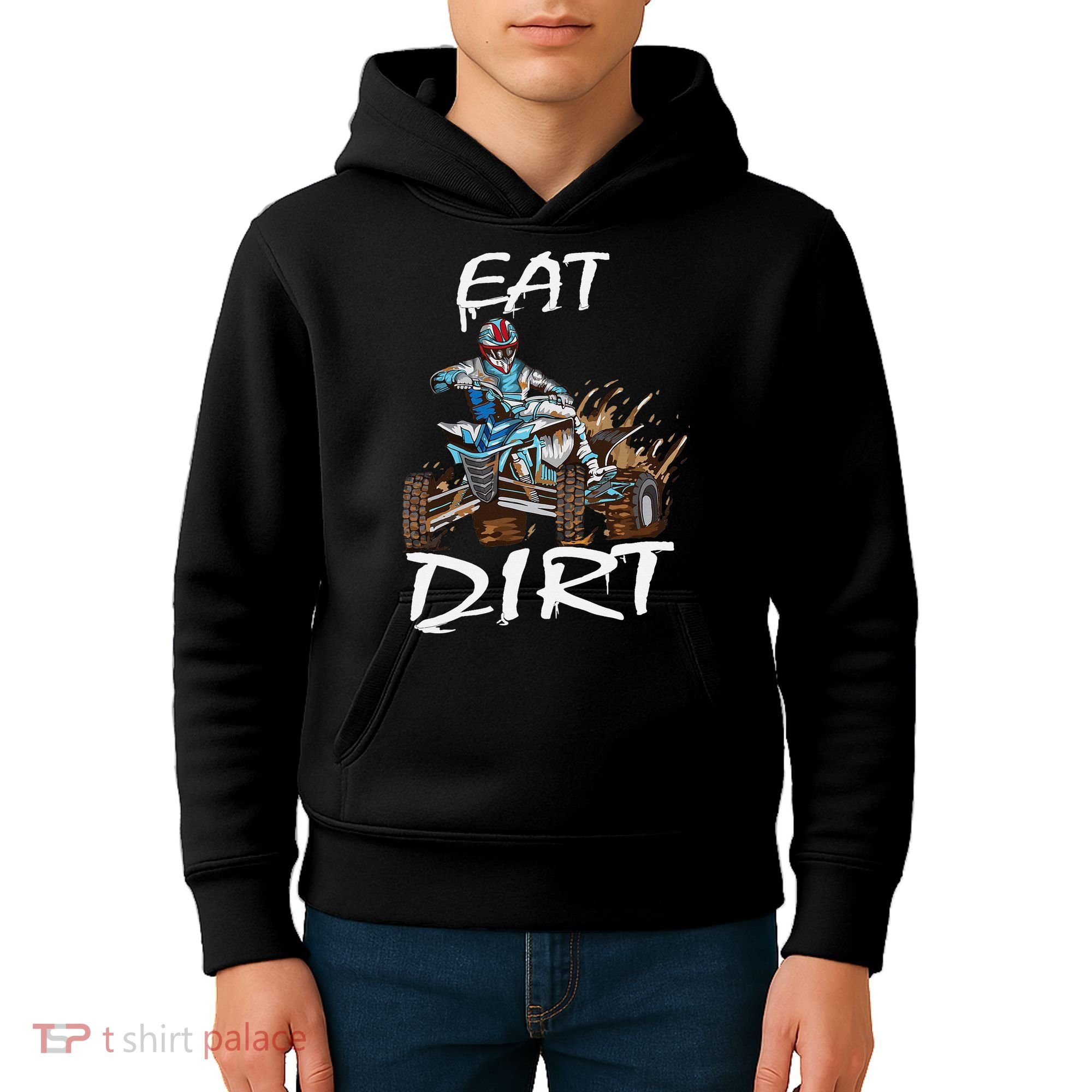 Funny Quad Rider Eat Dirt ATV Biker Quad Saying Kids Hoodie