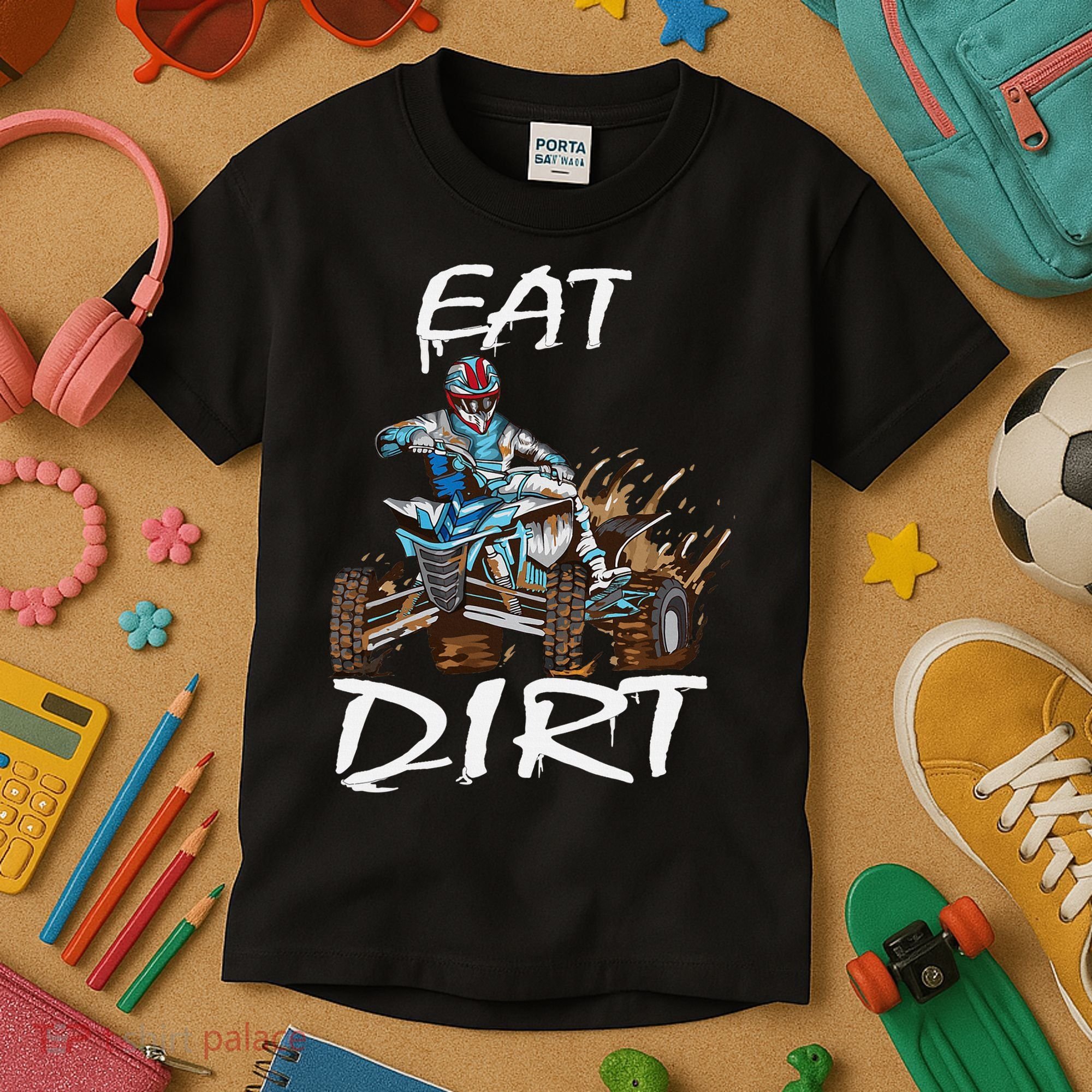 Funny Quad Rider Eat Dirt ATV Biker Quad Saying Kids T-Shirt
