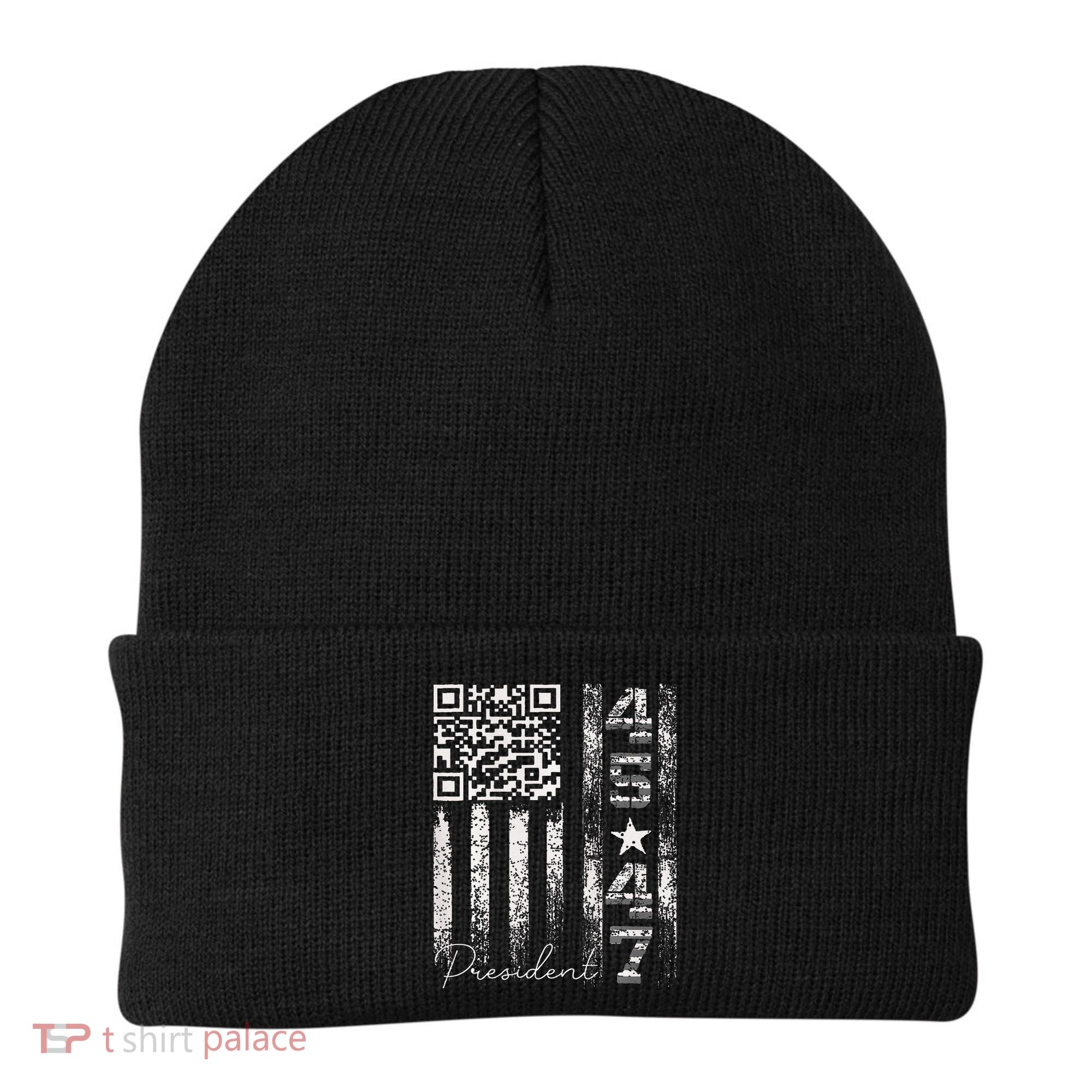 Funny Qr Scan Me President 4547 Trump Dancing Code Beanie