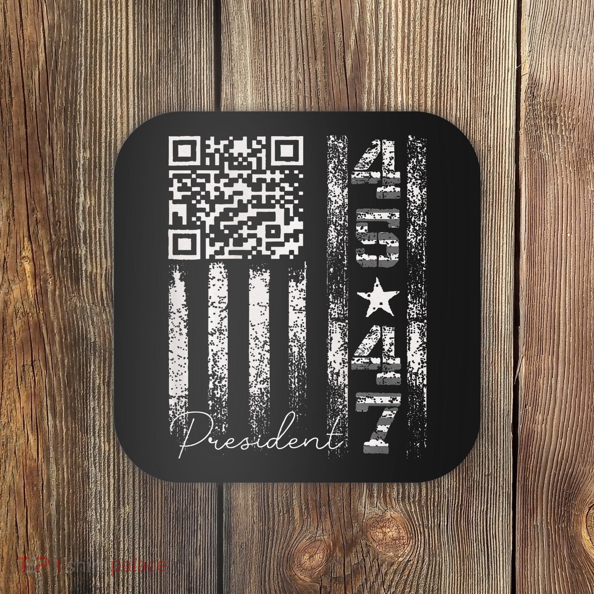 Funny Qr Scan Me President 4547 Trump Dancing Code Coaster