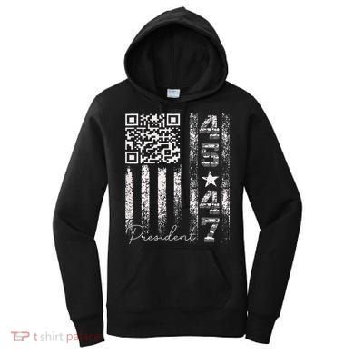 Funny Qr Scan Me President 4547 Trump Dancing Code Women's Hoodie