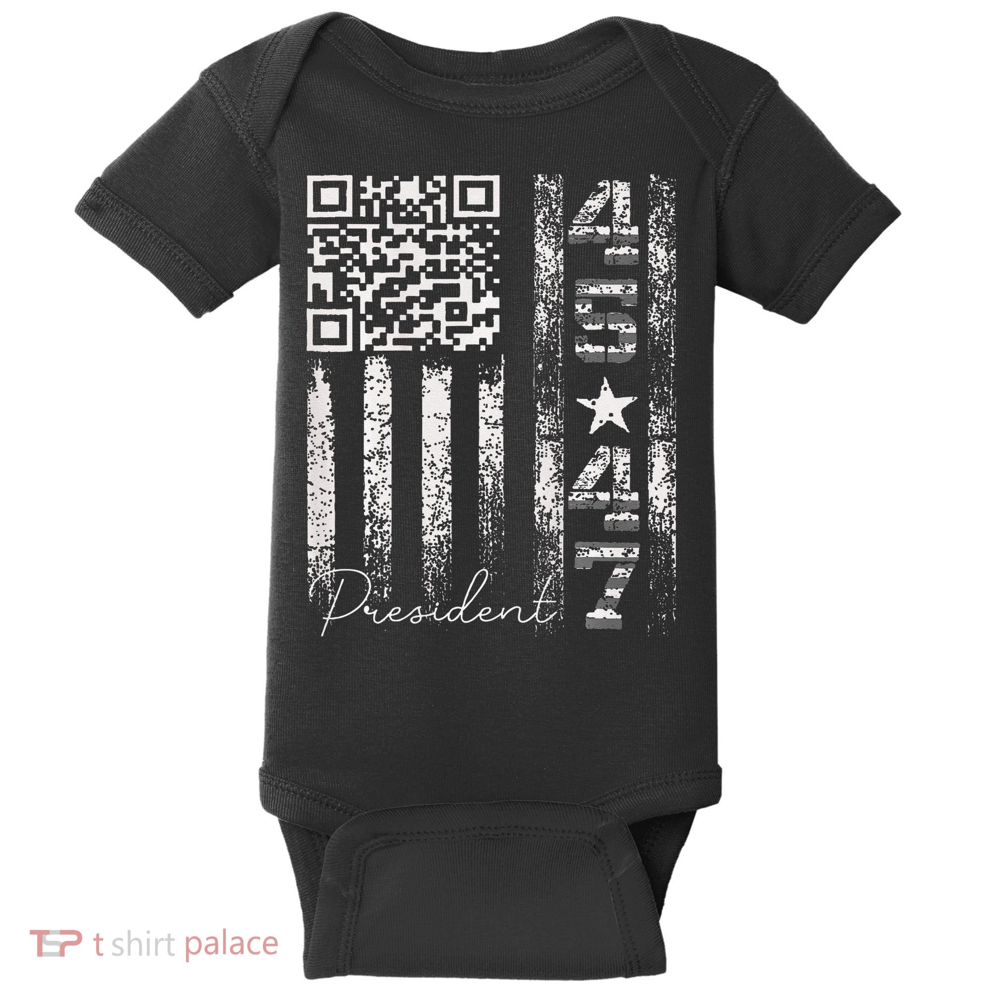 Funny Qr Scan Me President 4547 Trump Dancing Code Baby Bodysuit