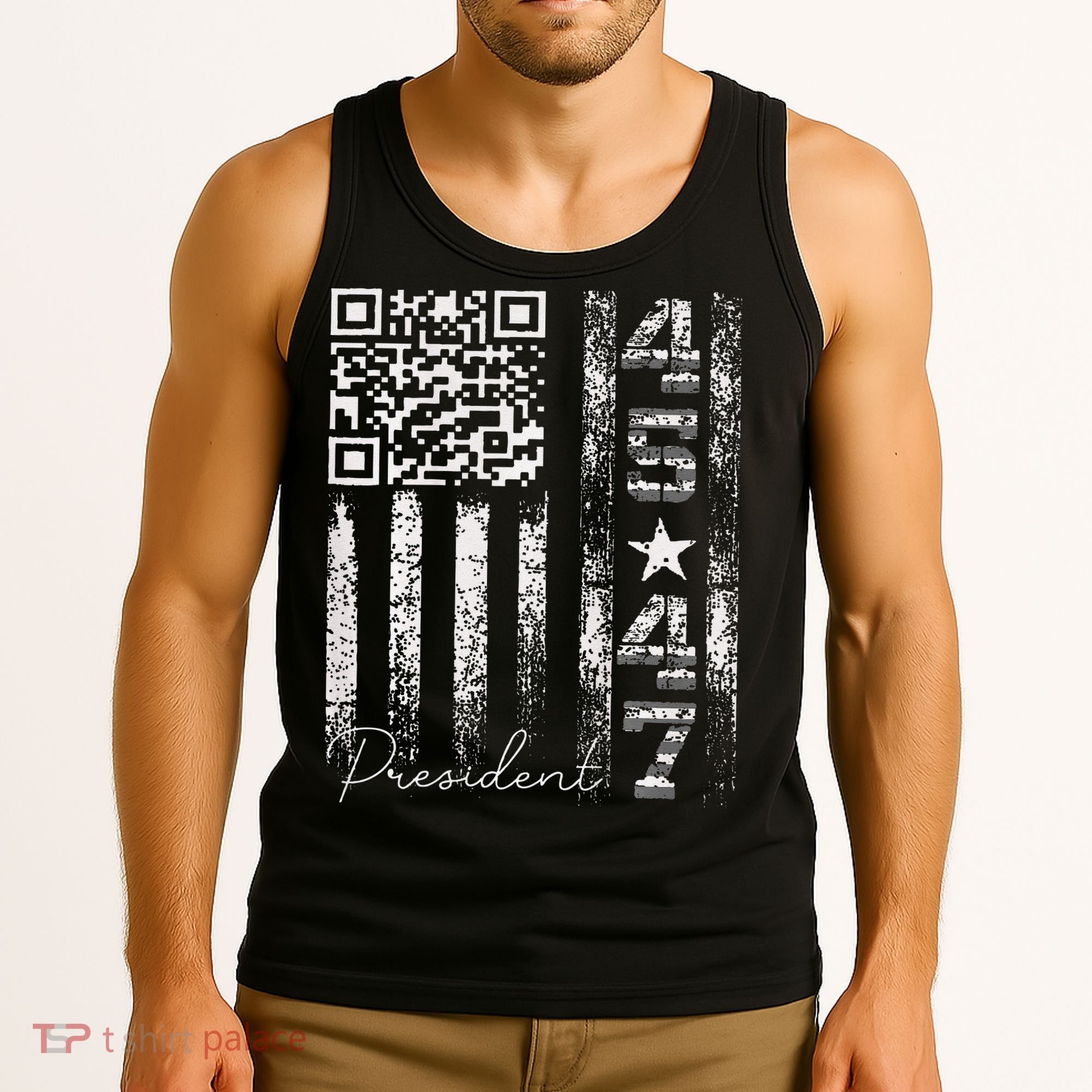 Funny Qr Scan Me President 4547 Trump Dancing Code Tank Top