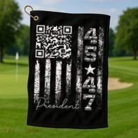 Funny Qr Scan Me President 4547 Trump Dancing Code Golf Towel thumb 1