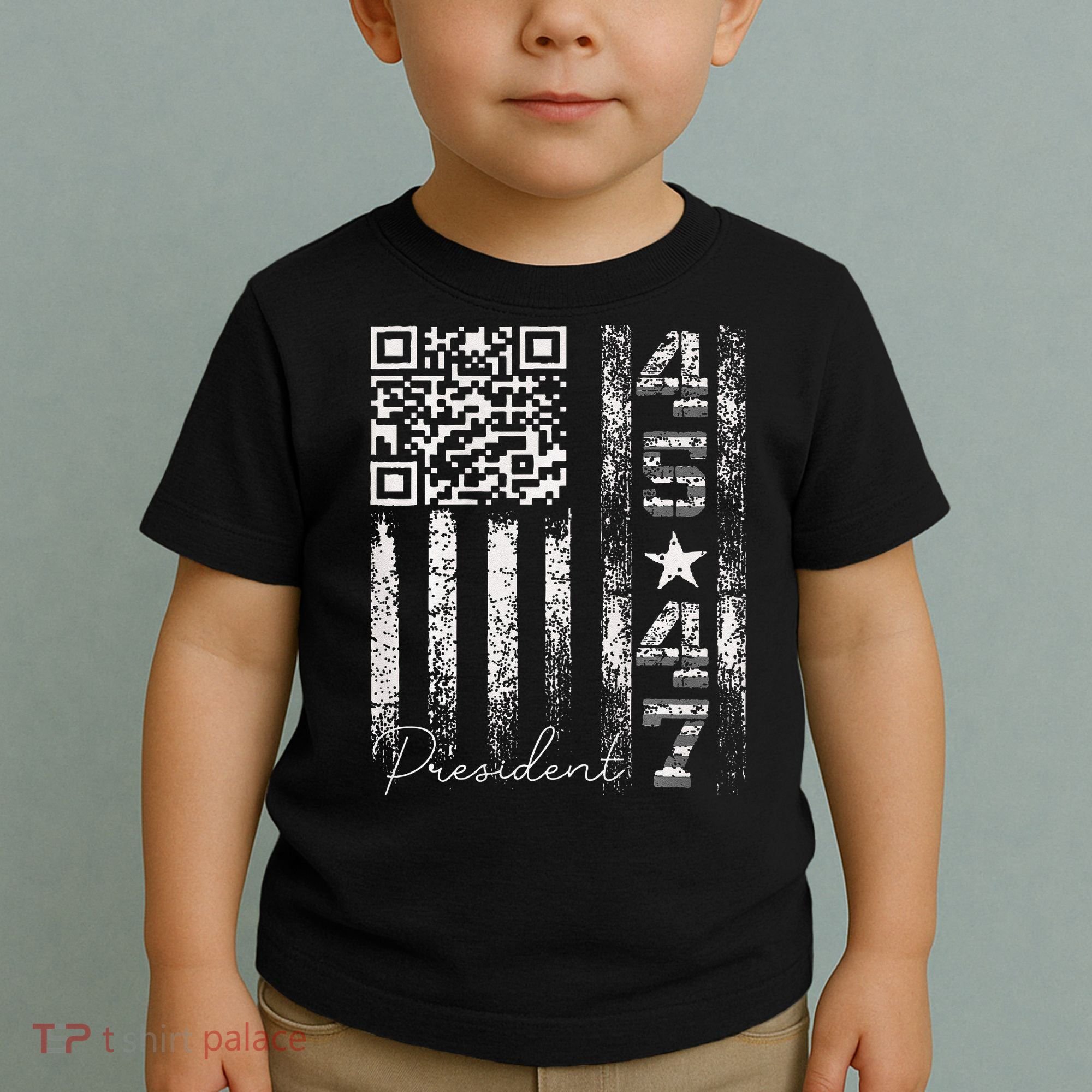 Funny Qr Scan Me President 4547 Trump Dancing Code Toddler T-Shirt