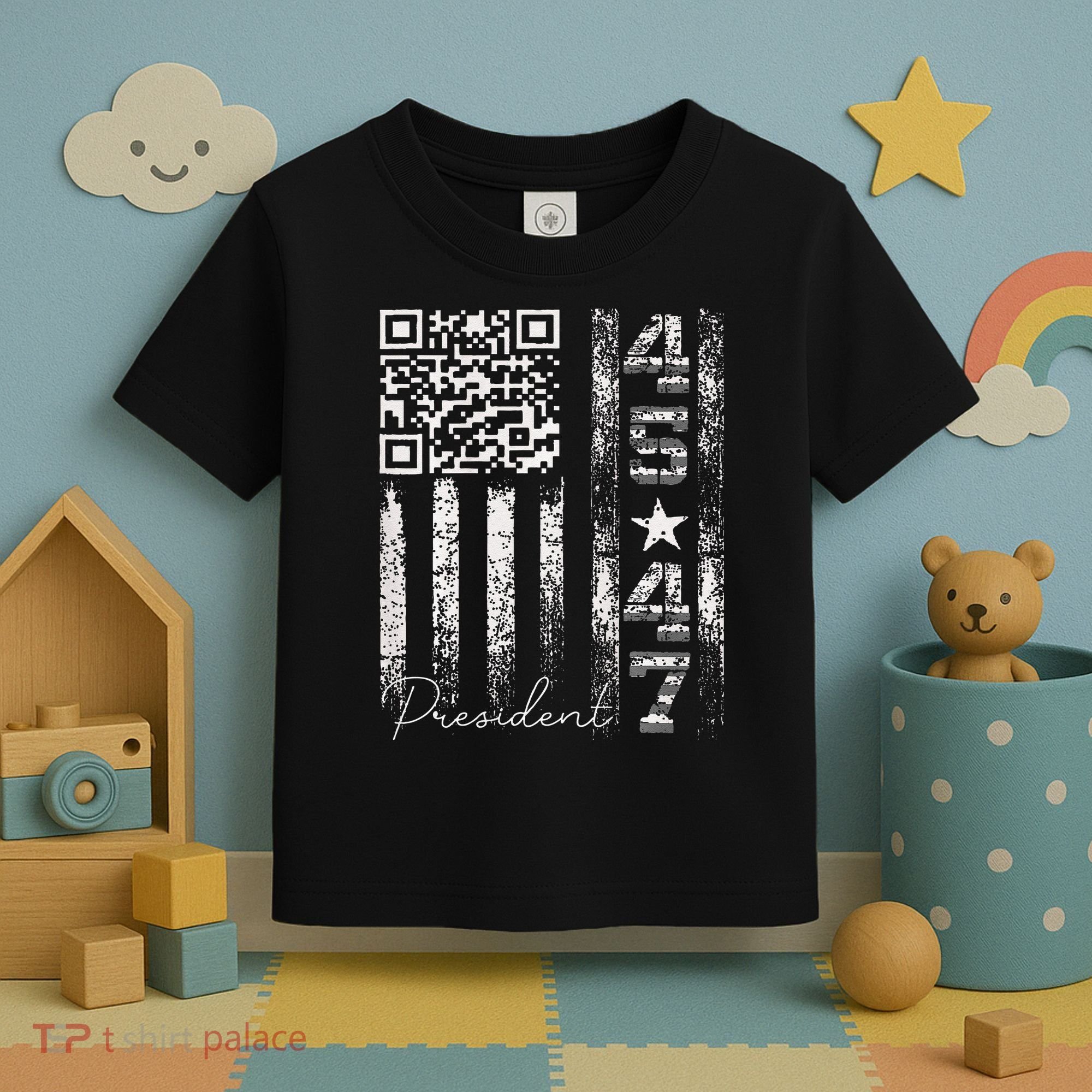Funny Qr Scan Me President 4547 Trump Dancing Code Toddler T-Shirt