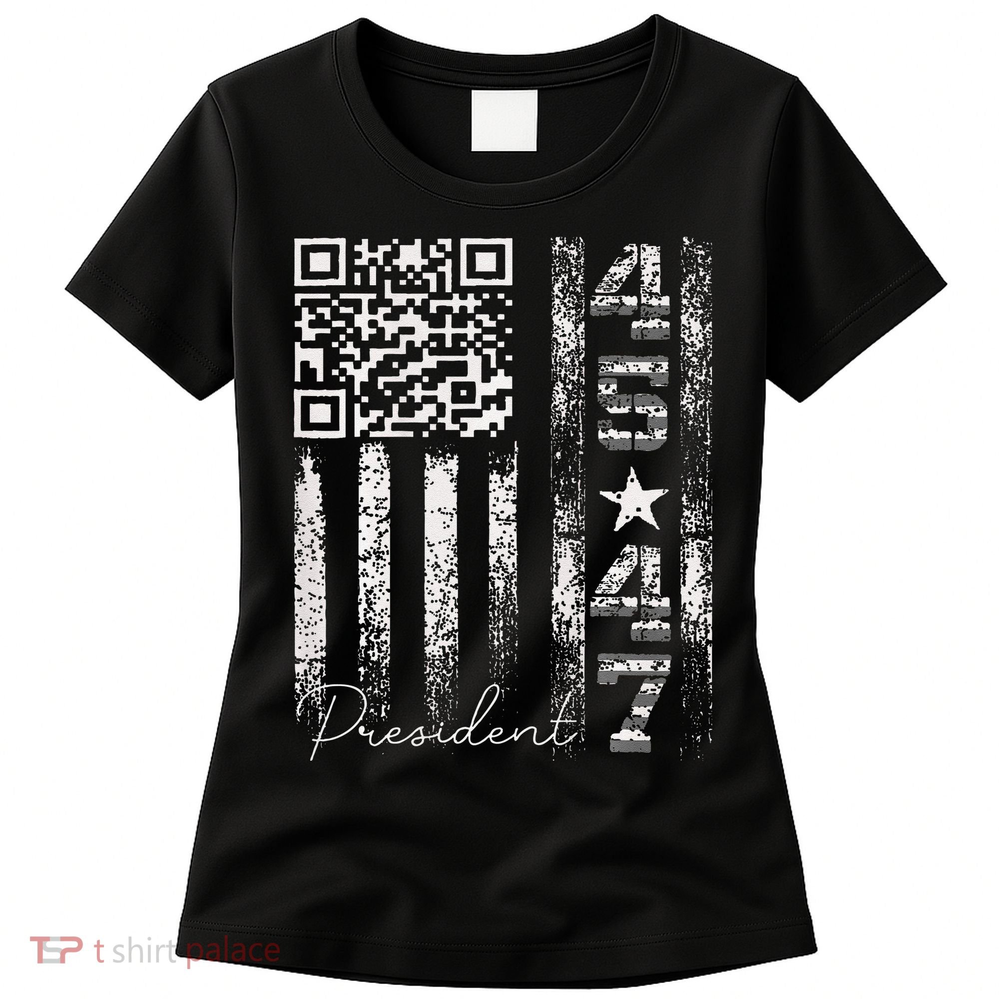 Funny Qr Scan Me President 4547 Trump Dancing Code Women's T-Shirt