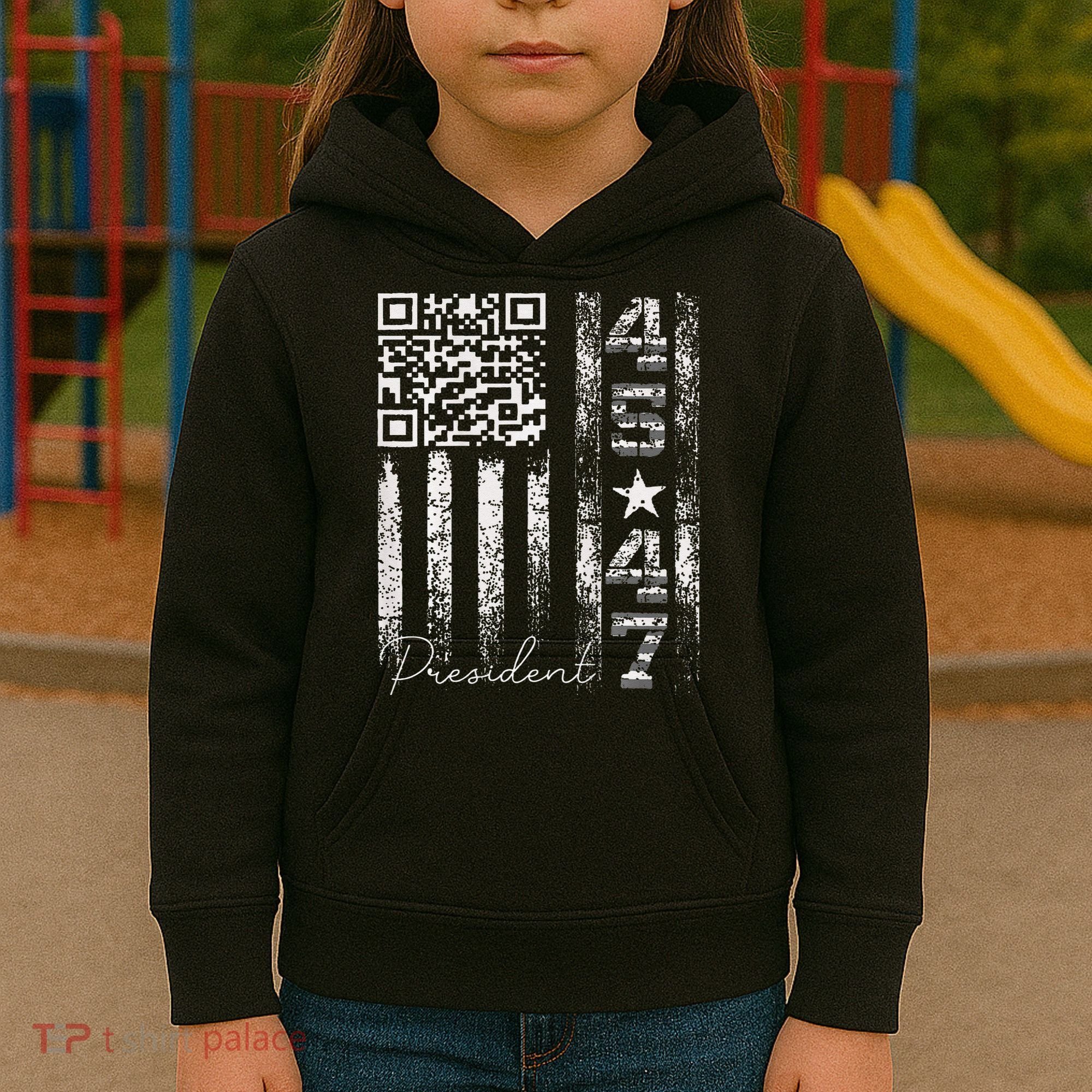 Funny Qr Scan Me President 4547 Trump Dancing Code Kids Hoodie