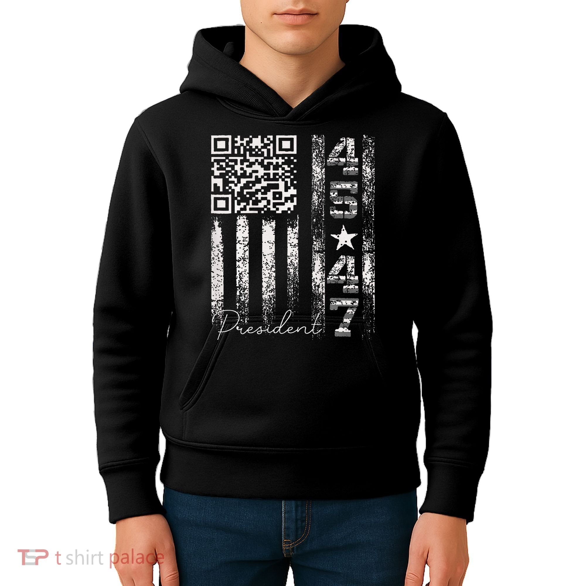 Funny Qr Scan Me President 4547 Trump Dancing Code Kids Hoodie
