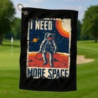 Funny Quote Space Man Astronaut Retro I Need More Space Golf Towel thumb 1