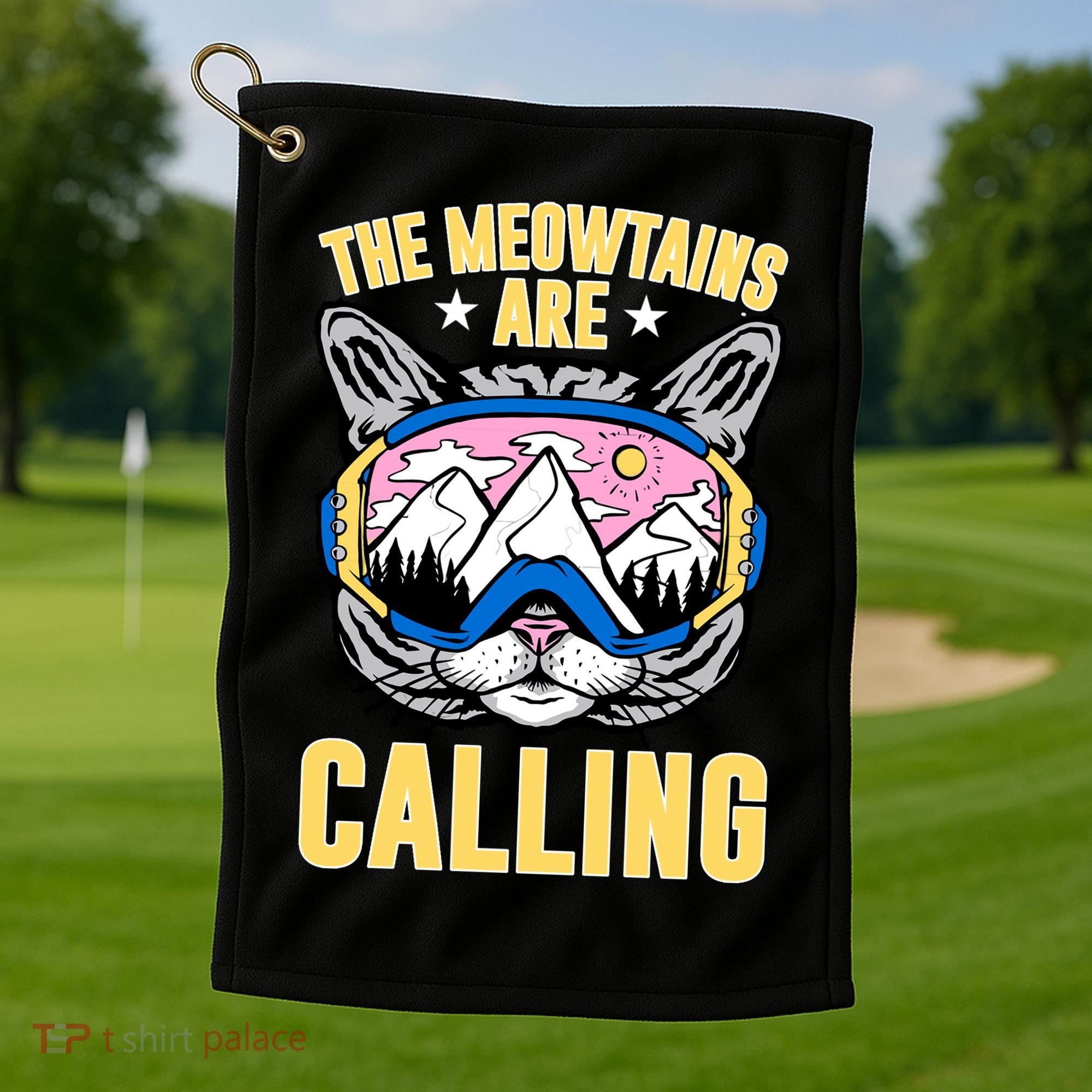 Funny Quote Ski Cat Lovers Skiing  Golf Towel