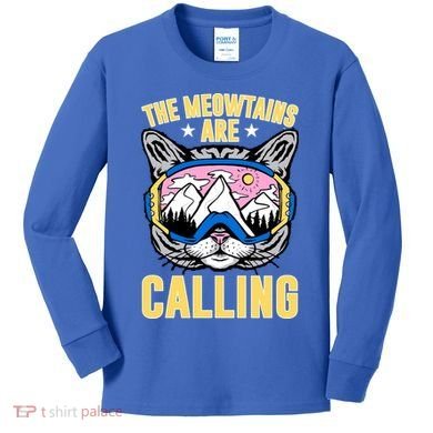 Funny Quote Ski Cat Lovers Skiing  Kids Long Sleeve Shirt