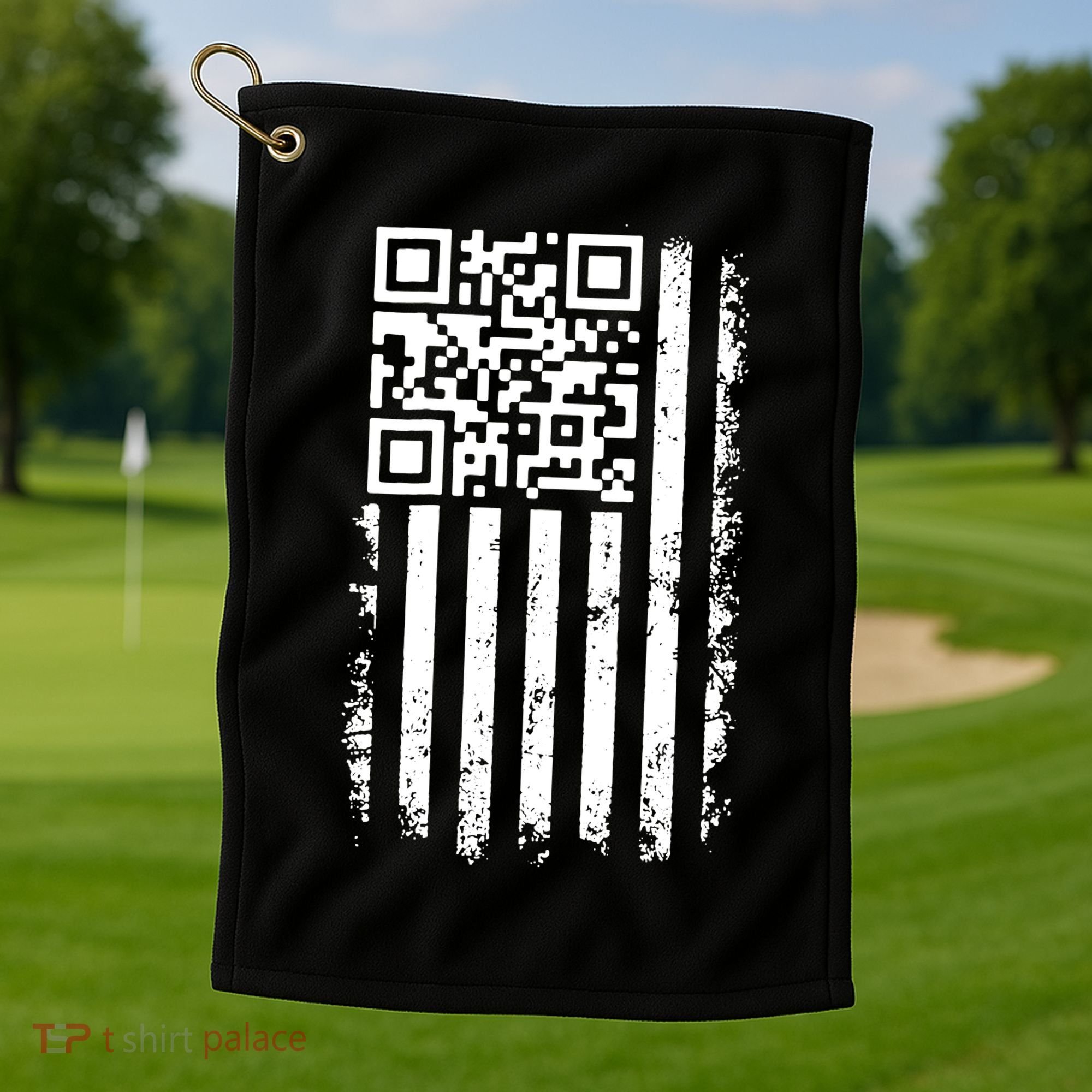 Funny Qr Scan Me President Trump 45 47 Dancing Code Flag Golf Towel
