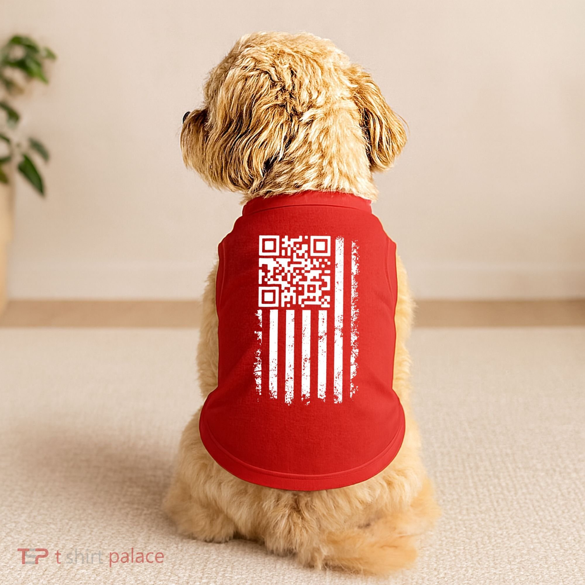 Funny Qr Scan Me President Trump 45 47 Dancing Code Flag Doggie Tank