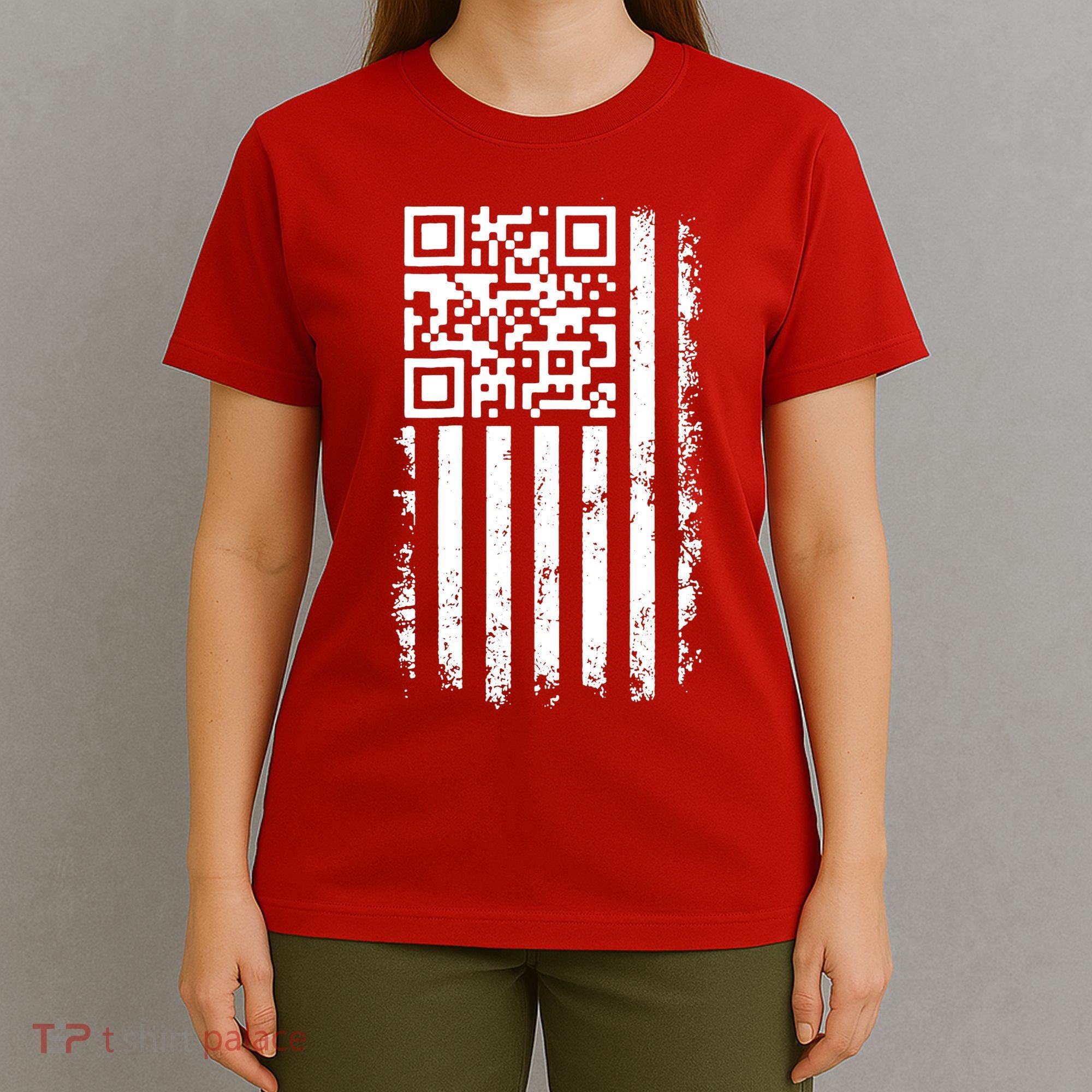 Funny Qr Scan Me President Trump 45 47 Dancing Code Flag T-Shirt